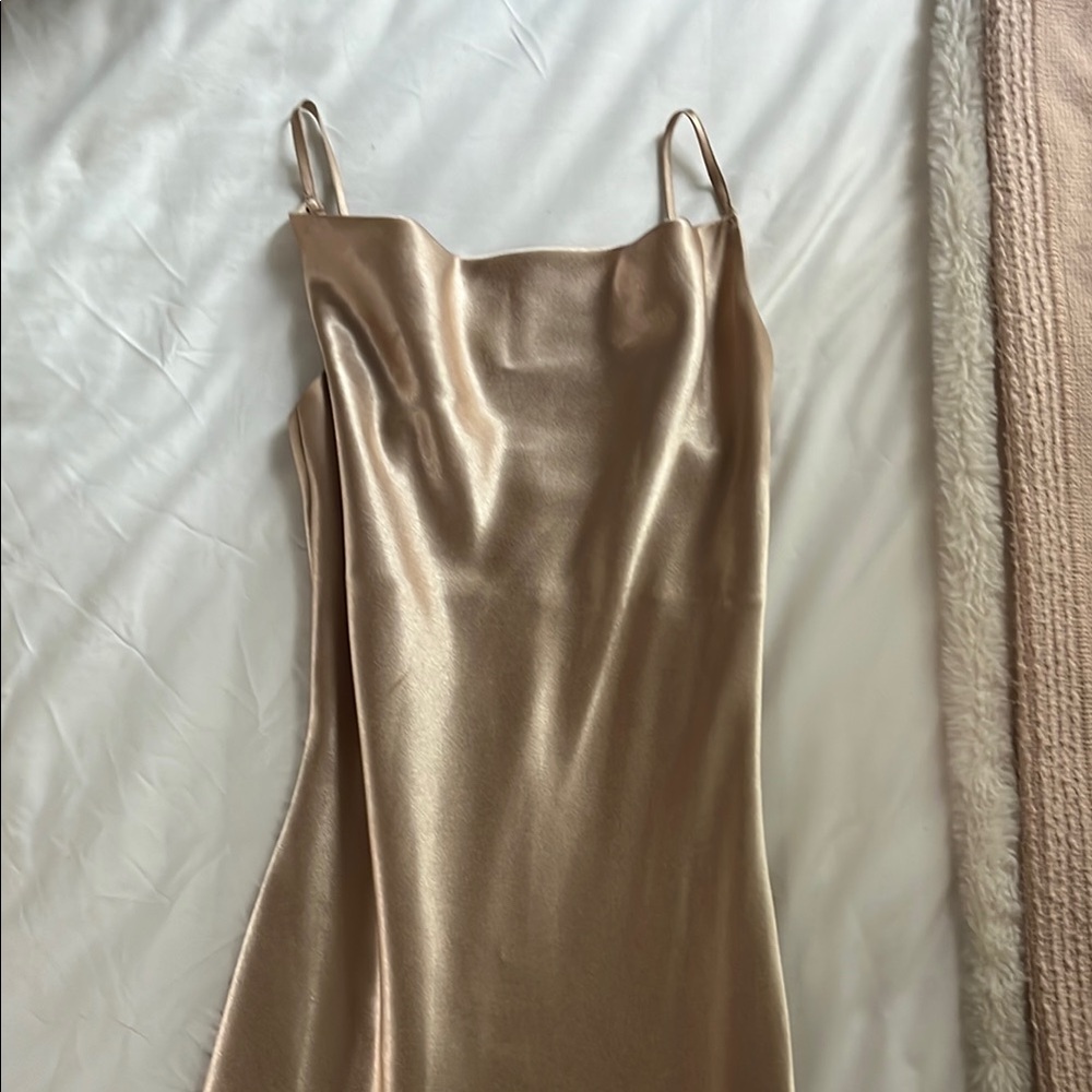 Birdy Gray Gold Satin Slip Dress